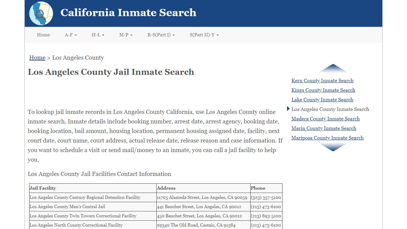 Los Angeles County Jail Inmate Search
