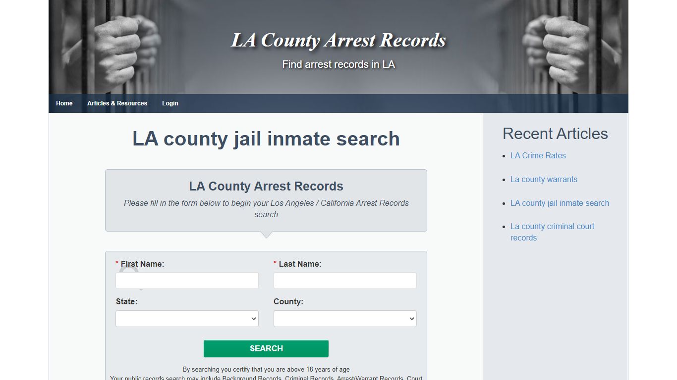 LA county jail inmate search - Los Angeles Arrest Records
